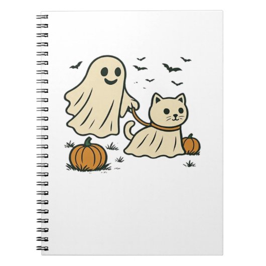 Schattigee Halloween Ghost Walking Ghost Cat Class Notitieboek (Voorkant)