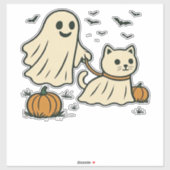 Schattigee Halloween Ghost Walking Ghost Cat Class Sticker (Vel)
