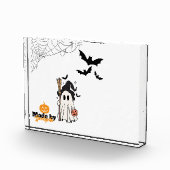 Schattigee Halloween Ghost Witch met Broom en Pomp Fotoblokken (Rechts)