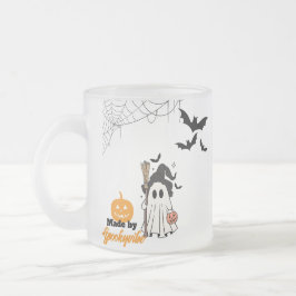 Schattigee Halloween Ghost Witch met Broom en Pomp Matglas Koffiemok