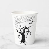 Schattigee Halloween Ghost Witch met Broom en Pomp Papieren Bekers (Achterkant)