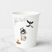 Schattigee Halloween Ghost Witch met Broom en Pomp Papieren Bekers (Voorkant)