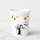 Schattigee Halloween Ghost Witch met Broom en Pomp Papieren Bekers (Achterkant)