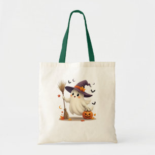 Schattigee Halloween Ghost Witch Tote Bag