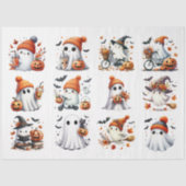 Schattigee Halloween Ghosts Afbeeldingen voor Kuns Tissuepapier (Voorkant)