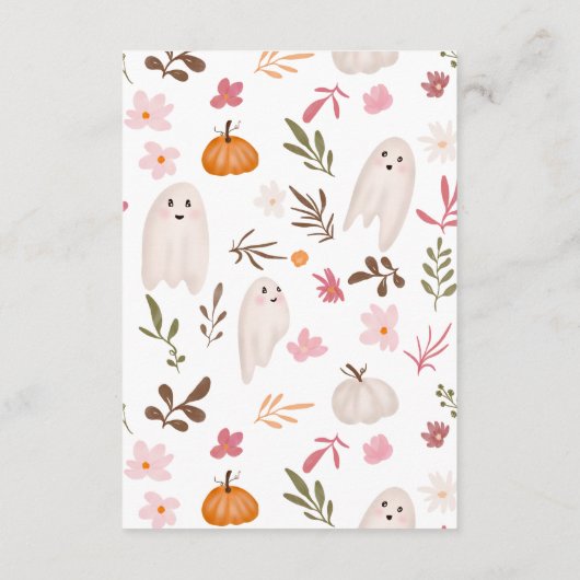 Schattigee Halloween Ghosts boeken voor baby showe Informatiekaartje (Achterkant)