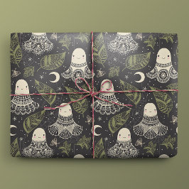 Schattigee Halloween Ghosts Kant - Groen Cadeaupapier