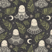 Schattigee Halloween Ghosts Kant - Groen Cadeaupapier