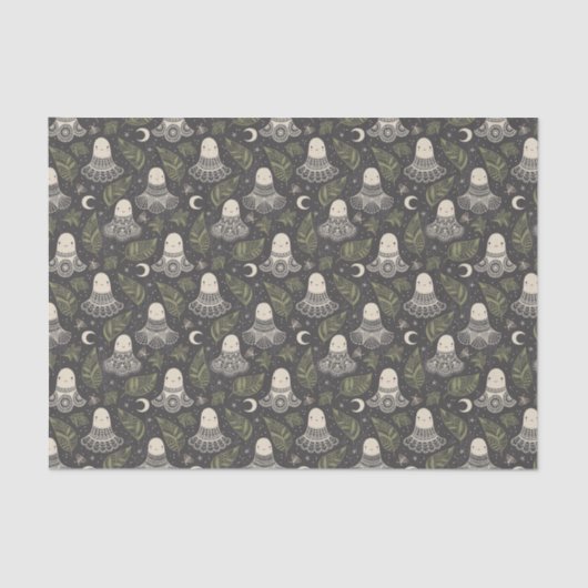 Schattigee Halloween Ghosts Kant - Groen Tissuepapier (Voorkant)