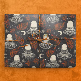 Schattigee Halloween Ghosts Kant - Rust Cadeaupapier
