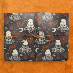 Schattigee Halloween Ghosts Kant - Rust Cadeaupapier