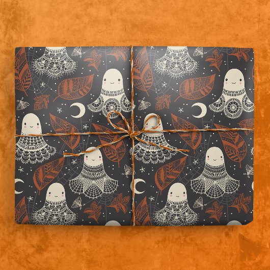 Schattigee Halloween Ghosts Kant - Rust Cadeaupapier