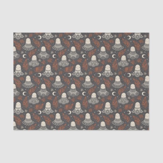 Schattigee Halloween Ghosts Kant - Rust Tissuepapier (Voorkant)