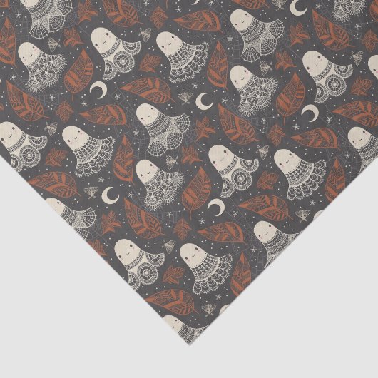 Schattigee Halloween Ghosts Kant - Rust Tissuepapier (Detail)