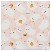 Schattigee Halloween Ghosts met pompoenen op licht