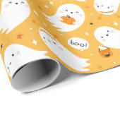 Schattigee Halloween Ghosts met pompoenen op sinaa Cadeaupapier (Rol Hoek)