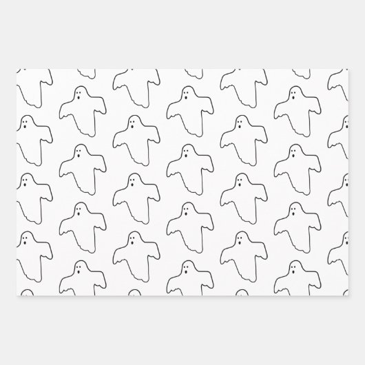 Schattigee Halloween Ghosts Outline Inpakpapier Vel (Voorkant)