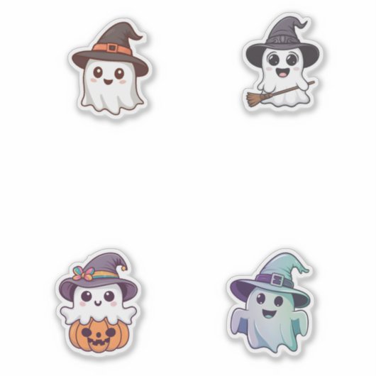 Schattigee Halloween Ghosts Pack Kawaii Spooky Sticker (Voorkant)