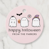 Schattigee Halloween Ghosts Pink Bedankjes Labels (Voorkant)