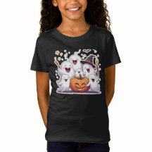 Schattigee Halloween Ghosts & Pumpkin T-shirt