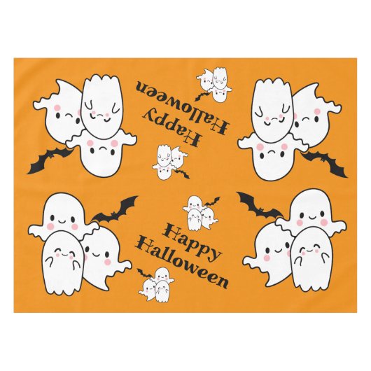Schattigee Halloween Ghosts-vleermuizen personalis Tafelkleed (Voorkant (Horizontaal))