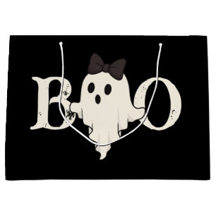 Schattigee Halloween Gift Bag – "Boo" Ghost met bo Groot Cadeauzakje