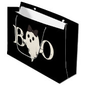 Schattigee Halloween Gift Bag – "Boo" Ghost met bo Groot Cadeauzakje (Voorkant Gekanteld)