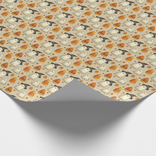 Schattigee Halloween Gift Wrapping Paper Ghosts Ki Cadeaupapier (Hoek)