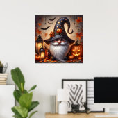 Schattigee Halloween Gnome met Jack-O-Lanterns Poster (Thuiskantoor)
