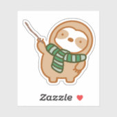 Schattigee Halloween Groene Sjaal Wizard Sloth Sticker (Vel)