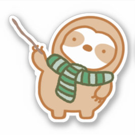 Schattigee Halloween Groene Sjaal Wizard Sloth Sticker