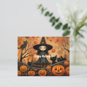 Schattigee Halloween Heks 4 Briefkaart (Staand voorkant)