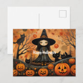 Schattigee Halloween Heks 4 Briefkaart (Voorkant / Achterkant)