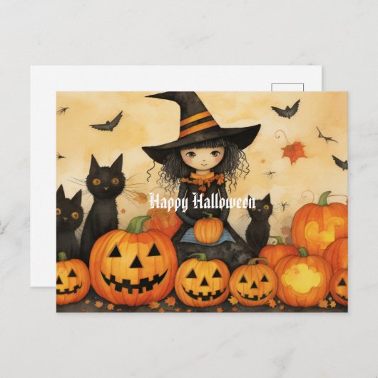 Schattigee Halloween Heks 5 Briefkaart (Voorkant / Achterkant)