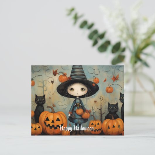 Schattigee Halloween Heks 6 Briefkaart (Staand voorkant)