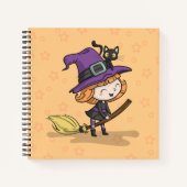 Schattigee Halloween heks en kat | Notitieboek (Voorkant)