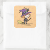 Schattigee Halloween heks en kat | Sticker (Tas)