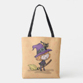 Schattigee Halloween heks en kat | Tote bag (Achterkant)