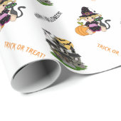 Schattigee Halloween heks en spookhuis Cadeaupapier (Rol Hoek)