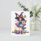 Schattigee Halloween heks en vlinders Briefkaart (Staand voorkant)