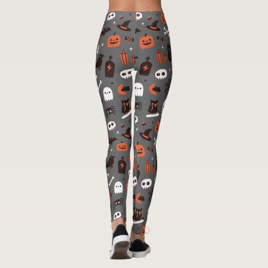 Schattigee Halloween Heks Kat Ghost Pompoen Leggings (Achterkant)