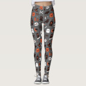 Schattigee Halloween Heks Kat Ghost Pompoen Leggings (Voorkant)