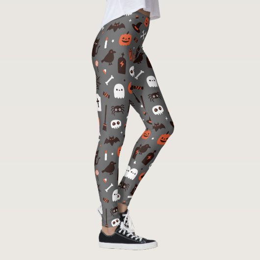 Schattigee Halloween Heks Kat Ghost Pompoen Leggings (Rechts)