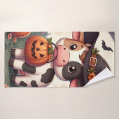 Schattigee Halloween heks koe Badhanddoek (Badhanddoek)
