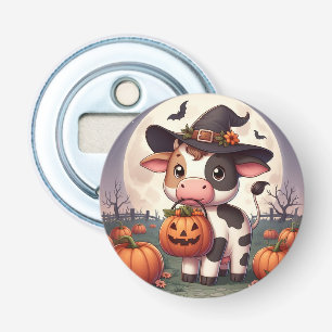 Schattigee Halloween heks koe Button Flesopener