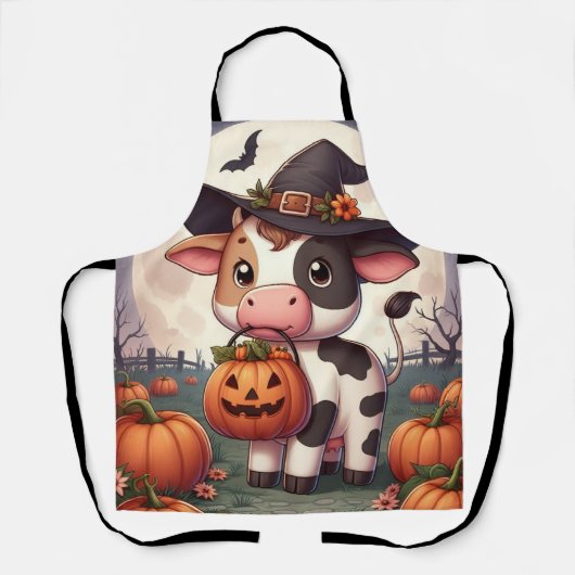Schattigee Halloween heks koe Schort (Voorkant)