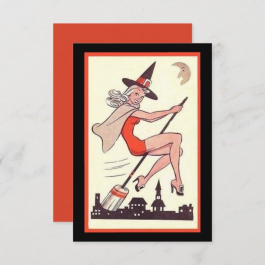 Schattigee  Halloween-heks op bezem (Voorkant / Achterkant)