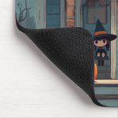 Schattigee Halloween-heks op Spooky Porch - Mousep Muismat (Hoek)