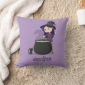 Schattigee Halloween heks roeren smeltpot Paarse Kussen (Deken)