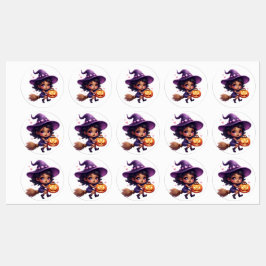 Schattigee Halloween heks Stickers - Kawaii tovena